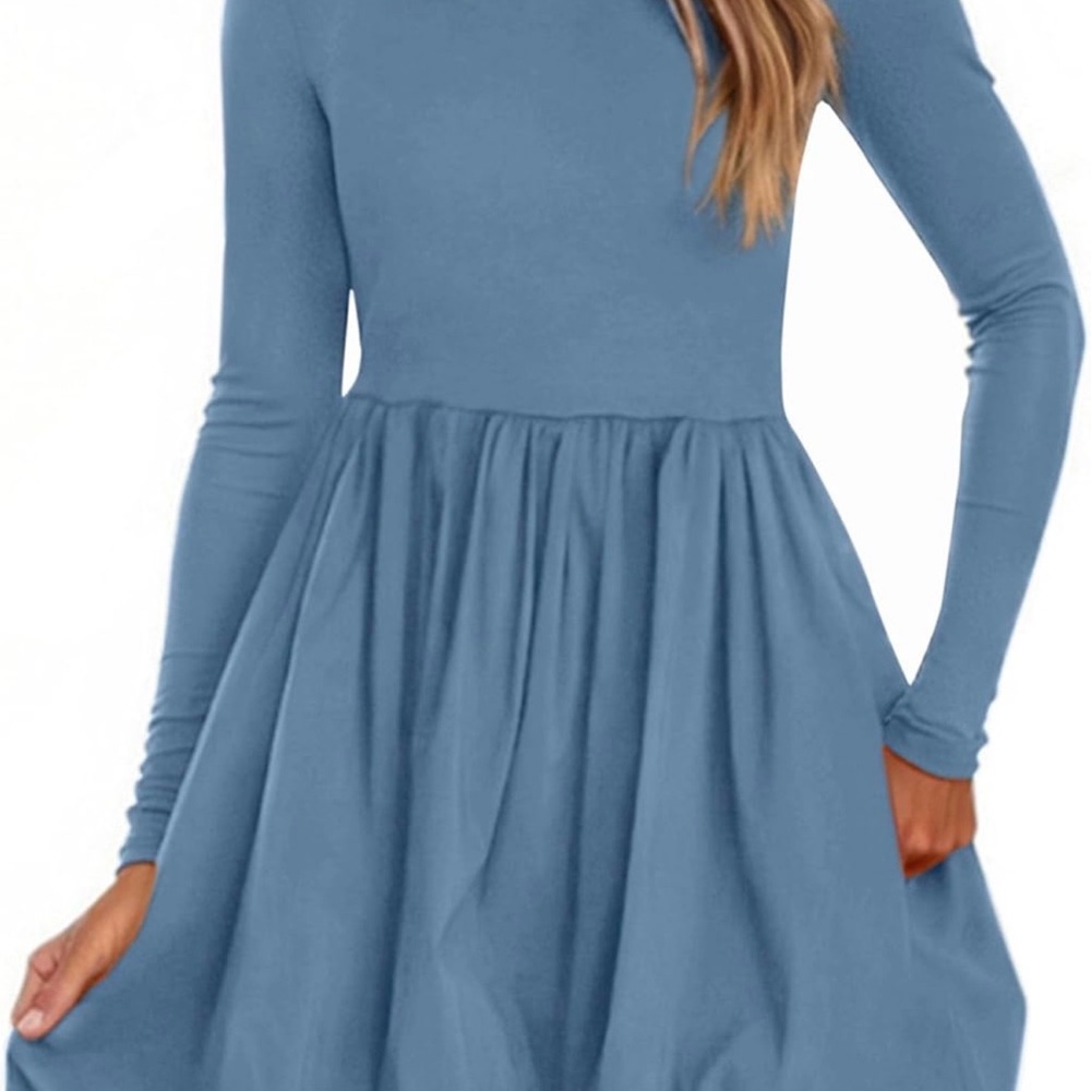 Chic Long Sleeve Blue Dress